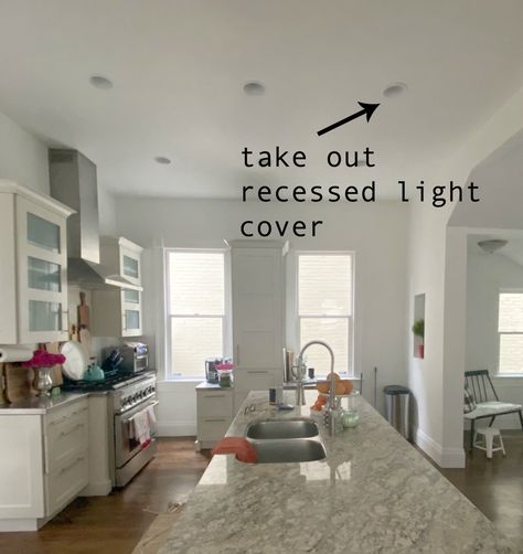 How to Change a Recessed Can Light to a Pendant Light No Remodeling Hanging Light In Bathroom, Recessed Lighting Covers, Update Recessed Lighting, Replace Can Lights, Bathroom Hanging Lights, Can Lights In Kitchen, Canned Lights, Change Light Fixture, Canned Lighting