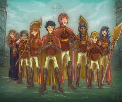 Colin Creevey, Gryffindor Quidditch Team, Quidditch Gryffindor, Gryffindor Quidditch, Classe Harry Potter, Katie Bell, Harry Potter Wiki, Harry Potter Quidditch, Harry And Hermione