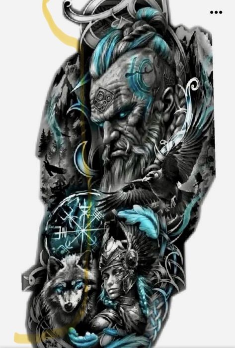 Viking Sleeve Tattoo, Viking Sleeve, Viking Tattoos For Men, Odin Tattoo, Viking Warrior Tattoos, Warrior Tattoo Sleeve, Viking Tattoo Symbol, Viking Tattoo Sleeve, Tattoos For Women Half Sleeve