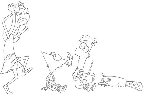 Pencil Line Art, Phineas Y Ferb, Art For Wall, Phineas And Ferb, Drawing Skills, Disney Drawings, Pixar, Drawing Ideas, Line Art