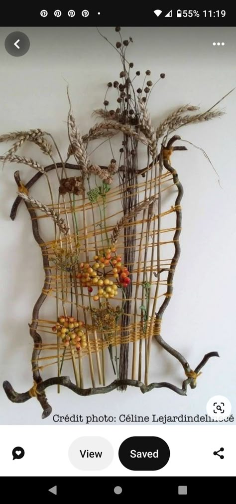 Takken Decor, Twig Art, Deco Nature, Weaving Projects, Deco Floral, Driftwood Art, Nature Crafts, Weaving Art, Arte Floral