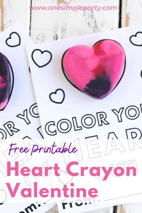 Encourage your Valentines to color their hearts out with this Free Printable Heart Crayon Valentine. Perfect to attach homemade heart crayons or a pack a crayons on the back. Kids will love coloring the card after they receive it. - - - CLICK HERE for your FREE Printable Heart Crayon Valentine - - - #heartcrayonvalentine #crayonsvalentines #crayonvalentineprintable #crayonvalentinescards Color Your Heart Out Valentine Printable, February Themes, Heart Shaped Crayons, Crayon Valentines, Crayon Heart, Crafty Mom, Preschool Valentines, Printable Valentine, Valentines Printables Free