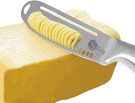 Amazon.com: Magic Butter Knife Spreader and Curler, Curl Your Butter with Ease 3 Different Ways! : Home & Kitchen Kitchen Knives Set, Cheese Spreaders, Chocolate Curls, Butter Spreader, Butter Spread, High Quality Kitchen, Butter Knife, Knife Set Kitchen, Fresh Bread