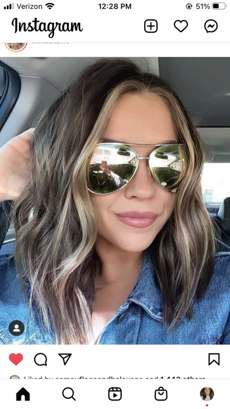 Tosseled Bob, 2023 Hair Inspiration, Shoulder Length Brown Hair With Money Piece, Shoulder Length Hair Balayage Brunettes, Hair Color Ideas For Brunettes Medium Length, Hair Inspo Color Mid Length, Brown Spring Hair, Shoulder Length Balayage Brunette, Medium Length Haircut With Side Part