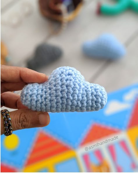 Amigurumi tiny cloud free crochet pattern - Asmi Handmade Amigurumi Cloud Pattern, Free Crochet Cloud Pattern, Crochet Clouds Pattern Free, Cloud Crochet Pattern Free, Cloud Crochet, Crochet Cloud, Crochet Pins, Diy Crochet Bag, Crochet Cactus