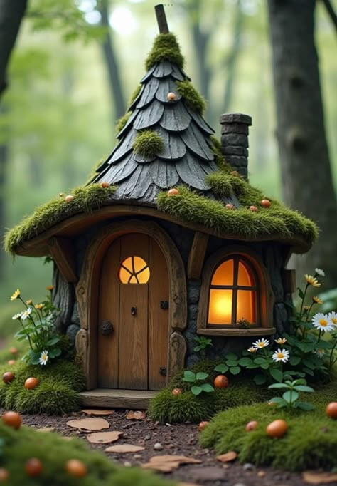 Fairy Cottage House, Gnome Place Like Home, Hobbit Homes, Fairytale Houses, Fairy Nature, Garden World, Fairy Tree Houses, Cozy Cottagecore, Clay Fairy House