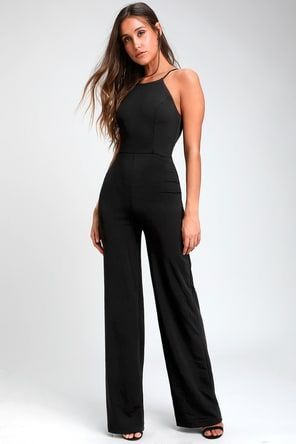 cd0dce8fca267bf1fb86cf43e18d5598desc35342336ri Red Halter Jumpsuit, Jumpsuit Lulus, Black Backless Jumpsuits, Black Halter Jumpsuit, Black Jumpsuits, Chic Jumpsuit, Rompers Dressy, Jumpsuit Chic, Halter Jumpsuit