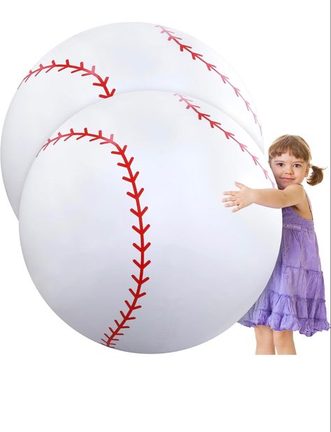 Add this to your baseball themed birthday for a little more fun! Baseball Pool Party Ideas, Baseball End Of Season Party, Baseball Pool Party, Baseball/softball Birthday Party, Double Header Baseball Party, Baseball Activities, Games Birthday Party, Baseball Themed Birthday Party Amazon.com, Beach Balls