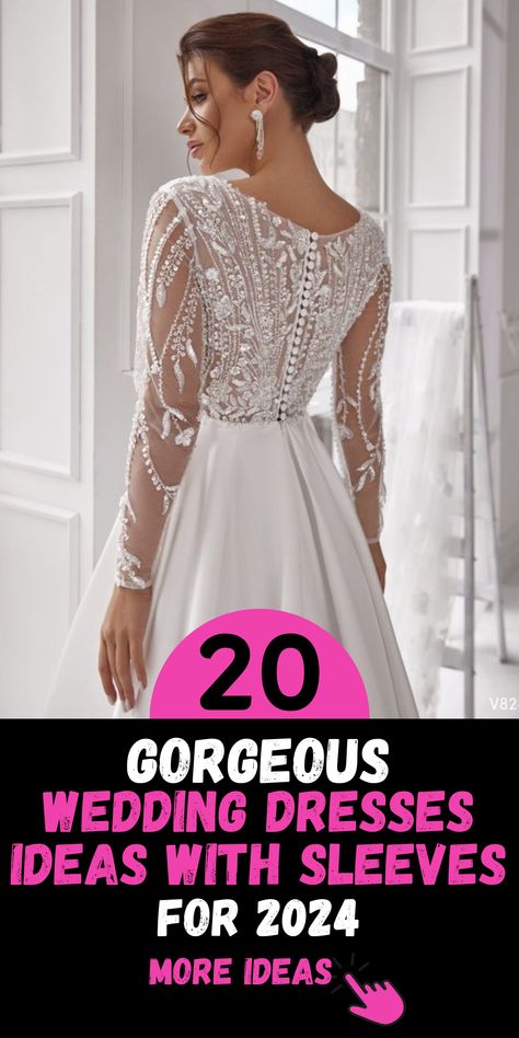 Indulge in the romance of yesteryears with our collection of 20 Wedding Dresses Ideas with Sleeves for the 2024 season. From vintage-inspired lace to whimsical chiffon, each gown captures the essence of timeless elegance. Whether you're dreaming of a fairytale wedding or a classic celebration, our selection of sleeve styles offers something for every bride. Wedding Dresses For Each Season, Wedding Dresses Ideas, Minimalist Bride, Wedding Gowns With Sleeves, Bridal Elegance, Wedding Dresses With Sleeves, Rustic Wedding Dresses, Top Wedding Dresses, Gorgeous Wedding Dress