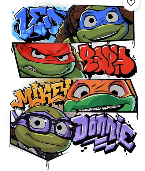 Ninja Turtles Art Draw, Ninja Turtle Drawing, Ninja Turtles Mutant Mayhem, Graffiti Names, Avengers Cartoon, Tmnt Characters, Mutant Mayhem, Turtle Drawing, A Level Art Sketchbook