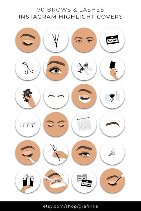 Lashes & Brows Instagram Story Highlight Covers White, Minimalist Drawing, Makeup & Beauty Salon Lashes Highlight Cover, Lash Highlight Icons Instagram, Eye Lash Design, Drawing Makeup, Lash Design, Cover Icons, Beauty Recipes Hair, Cover Design Inspiration, Instagram Story Highlight Covers