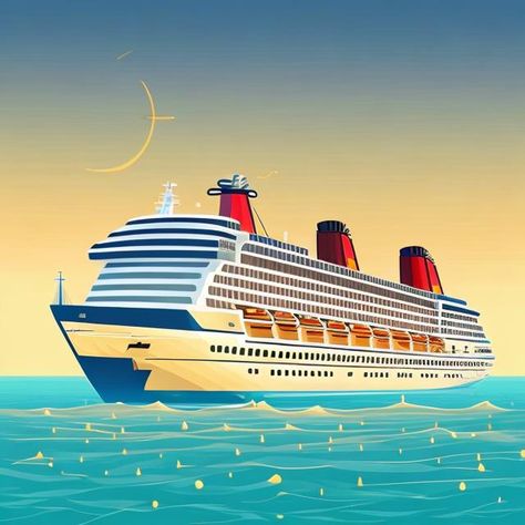 Cruise Ship Clip Art, Cruise Ship Painting, Cruise Ship Illustration, Cruise Ship Cartoon, Cruise Ship Drawing, Cruise Illustration, Cruise Ship Aesthetic, Cruise Ship Clipart, Sailing Illustration