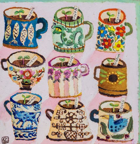 Vanessa Cooper, Flowers And Animals, Tea Cup Art, Describe Her, Hand Painted Frames, Illustrator Inspiration, Happy Pictures, Cup Art, Faith In Love