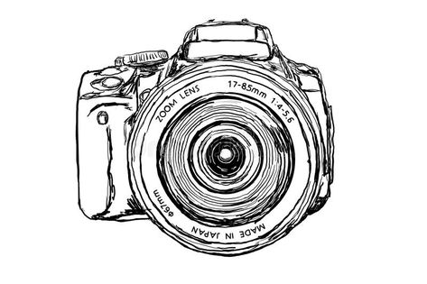 DSLR Camera - front view. Digital Single Lens Reflex Camera on white background , #SPONSORED, #view, #Digital, #front, #DSLR, #Camera #ad Camera Clip Art, Single Lens Reflex Camera, Digital Projection, Camera Drawing, Reflex Camera, Sign Stencils, Doodle Illustration, Vintage Cameras, Photography Website