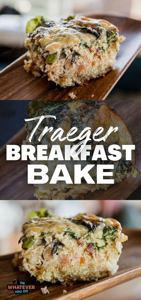 Traeger Breakfast Bake Traeger Breakfast, Smoked Dishes, Traeger Cooking, Outdoor Cooking Recipes, Bake Easy, Tater Tot Breakfast, Spinach Cheese, Egg Bake, Traeger Recipes