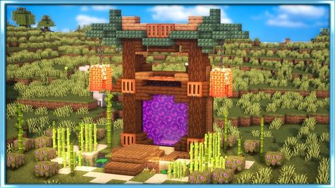 Cherry Wood Nether Portal, Minecraft Japanese Nether Portal, Japanese Nether Portal, Minecraft Japanese Portal, Nether Portal Design Cottagecore, Minecraft Portal Design, Nether Portal Design, Minecraft Portal, Tori Gate