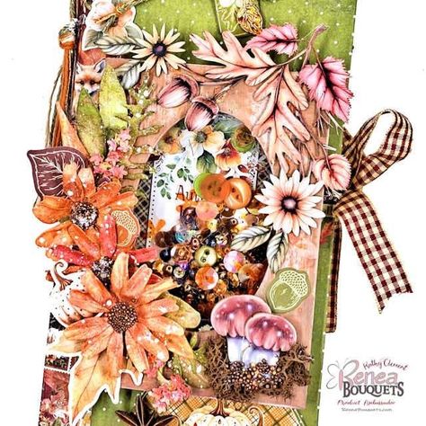 Graphic 45 Autumn Greetings Tag and Pocket Album Tutorial - Kathy by Design Graphic 45 Life Is Abundant, Autumn Greetings, Recipe Album, Album Tutorial, Wonderful Wednesday, Design Cards, Plaid Ribbon, Welcome Fall, Fall Projects