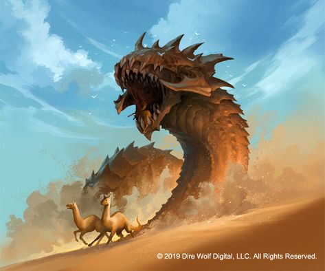 ArtStation - Eternal Card Game Illustrations, Sandara Tang Sandara Tang, Sand Worm, Witch Hut, Fantastical Creatures, Beast Creature, Fallout Art, Dragon Rpg, Ark Survival Evolved, Dire Wolf