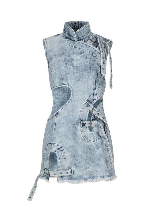 Ropa Upcycling, Denim Ideas, High Fashion Outfits, Dress Denim, Cut Out Dress, Acid Wash Denim, Fashion Project, Denim Mini Dress, Recycled Denim