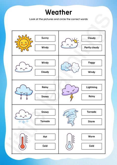 weather, worksheets, phonics, alphabets sounds, sounds, kids, kids worksheet,  flash cards, homeschool, puzzle, game, play, kids activities, alphabets, numbers, coloring, color, kids coloring Weather Conditions Worksheet, Senior Kindergarten, Weather Worksheets, English Activities For Kids, English Lessons For Kids, English Activities, Flash Cards, Kindergarten Worksheets, English Lessons