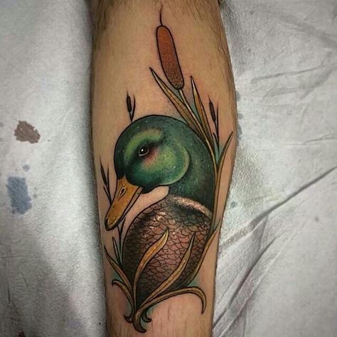 Duck tattoo Duck Hunting Tattoos, Hunter Tattoo, Duck Tattoos, Hunting Tattoos, Bike Tattoos, Full Sleeve Tattoos, Full Sleeve Tattoo, Memorial Tattoos, Head Tattoos