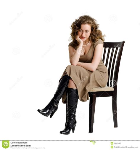 A Sad Young Woman Sitting On A Chair - Download From Over 50 Million High Quality Stock Photos, Images, Vectors. Sign up for FREE today. Image: 13557487 Pose Ideas Sitting Chair, Couple Sitting Poses Reference, Person Sitting On A Chair, Pose Ideas Sitting, Sitting Poses Reference, Thinking Pose, Sitting Pose Reference, Hands On Face, Chair Drawing