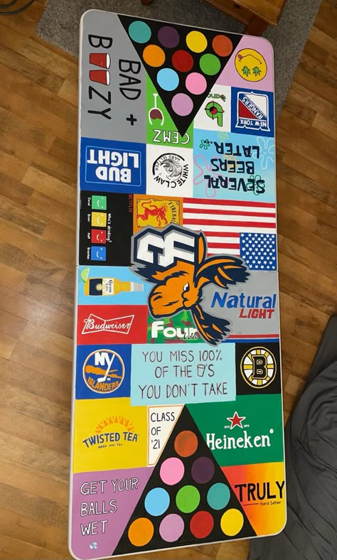 Painted Pong Table Boys, Beer Pong Table Template, Pong Table Painted College Boy, Beer Pong Table Painted Ideas Boys, Frat Pong Table, Painted Game Table, Beerpong Table, Beer Pong Table Diy, Diy Beer Pong