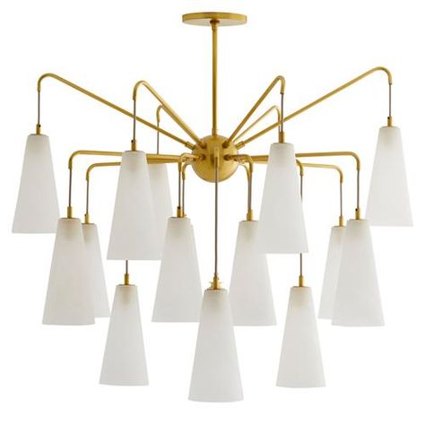 Arteriors Mika Hollywood Regency Antique Brass Spider Arms Chandelier Oversized (Greater than 35" W) | Kathy Kuo Home Arteriors Chandelier, Antique Brass Chandelier, Brooklyn Brownstone, Modern Lighting Chandeliers, Arteriors Home, Lampshade Chandelier, Arm Chandelier, Luxury Chandelier, Chandelier Design