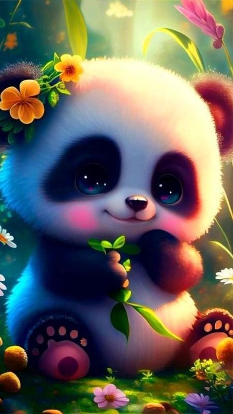 Creature Fantasy, Cute Small Animals, Cute Animal Illustration, Panda Art, Cute Panda Wallpaper, Animated Animals, Cute Animal Clipart, Cute Fantasy Creatures, Cute Animal Drawings Kawaii