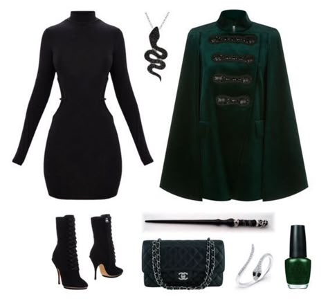 Slytherin Dresses, Slytherin Inspired Outfits, Slytherin Clothes, Slytherin Outfit, Slytherin Fashion, Stile Harry Potter, Hogwarts Outfits, Patchwork Clothing, Harry Potter Style