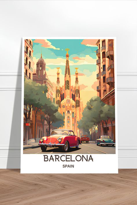 Barcelona Poster, Barcelona Illustration, Barcelona Art, Barcelona Travel Poster, Barcelona Print, City Artwork, Wanderlust Decor, Barcelona City, Spanish Art