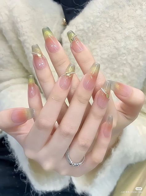 Chinese Nails, Douyin Nails, Shiny Nails Designs, Nails Extra, Fake Nails Long, Hard Gel Nails, August Nails, Hard Nails, Cute Nail Art Designs