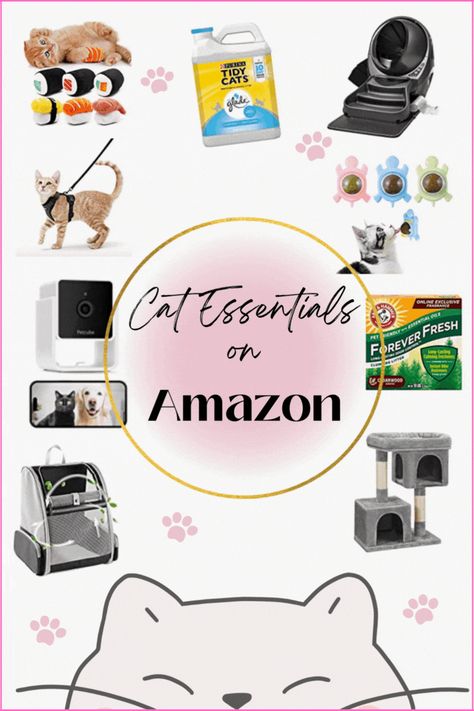 Cat Necessities List, Cat Essentials List, Cat Accessories Products, Amazon Cat Must Haves, Kitten Supplies List, Cat Essentials Products, New Cat Supplies List, Aesthetic Kitten Supplies, List Of My Favorite Things