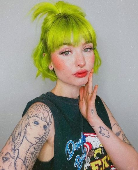 Neon Green Hair, Arctic Fox Hair Color, Neon Moon, Teal Hair, Dyed Hair Inspiration, Permanent Hair Dye, Arctic Fox, Yellow Hair, Hair Inspiration Color