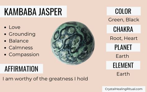 Jasper Meaning, Love Chakra, Wiccan Crafts, Jasper Color, Earth Gift, Kambaba Jasper, Gemstone Properties, Zodiac Stones, Crystals Healing Properties