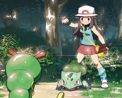 Leaf Green and her partner Pokemon Trainer Art, Elesa Pokemon, Lucario Pokemon, Pokemon Photo, Pokemon Firered, Pokemon Oc, Pokemon Special, Pokemon Images, Pokémon Master