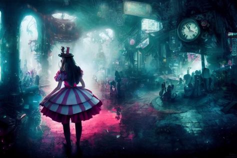 Cyberpunk Alice In Wonderland, Lsd Art, Cyberpunk Anime, Alice In Wonderland, Cyberpunk, Anime Art, Anime, Art