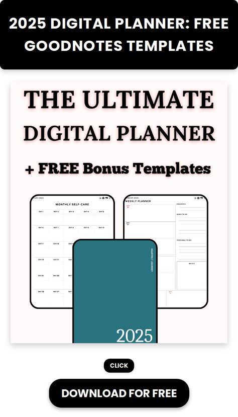 Discover our free GoodNotes templates for your 2025 digital planner! Enhance your organization skills and elevate your planning game with beautifully designed templates. Perfect for students, professionals, or anyone looking to stay organized. Download now and start planning effectively! #GoodNotes #DigitalPlanner #FreeTemplates #2025Planner Free Goodnotes Templates, Digital Planner Free Download, Planner Free Download, Productivity Organization, Digital Planner Template, Organization Skills, Digital Organization, Perfect Planner, Goodnotes Planner