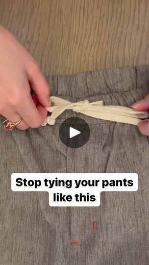 110K views · 766 reactions | Drawstring trick that looks great and is more functional than the traditional tie. #fashioninspo #FashionForward #fashionforall #Sweatpants #styleinspiration #styleinspo #stylefashion #fashionhacks #stylehacks #pants | Randy & Mandy and Friends | Randy & Mandy and Friends · Original audio Drawstring Tying Hacks, Tying Drawstring Pants Hack, Ways To Tie Drawstrings, Drawstring Tie Hack, Stretch Bottoms With Drawstring Tie And Tie-side Shape, Organise Clothes, Crocheted Hat, Wardrobe Tips, Fashion Hacks