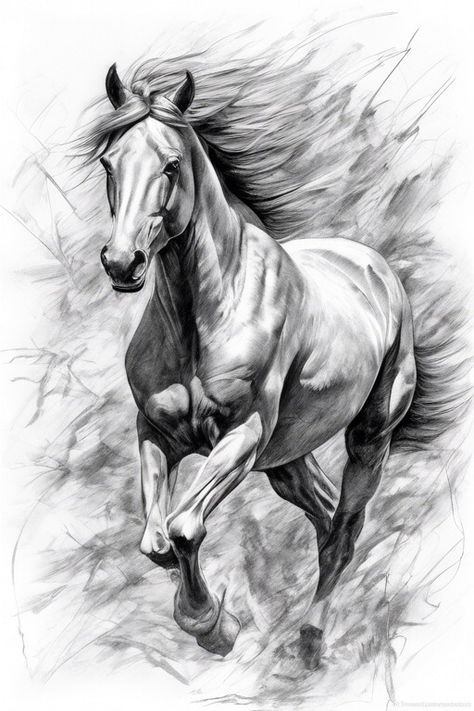 Charcoal Horse Sketch, Running Horses Sketch, Horse Running Sketch, Master Drawing Sketches, Pencil Drawing Of Animals, Horse Drawings Pencil, Horse Sketch Pencil, Sketch Of Horse, Horse Drawing Ideas