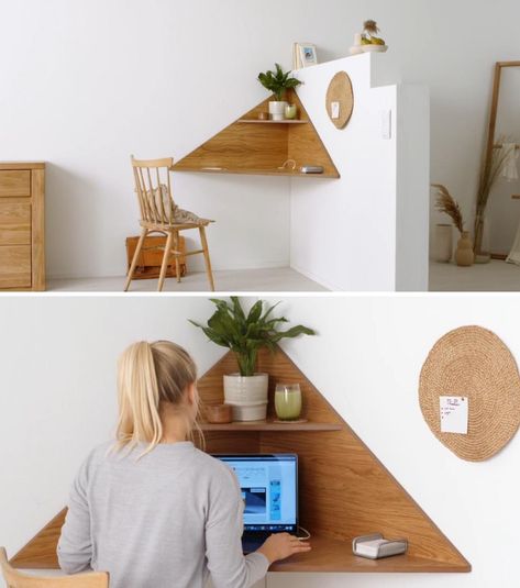 Angled Corner Wall, Wall Mounted Corner Desk, Corner Desk Shelf, Floating Corner Desk, Small Corner Desk, Modern Corner Desk, Diy Corner Shelf, Diy Corner Desk, Mounted Desk