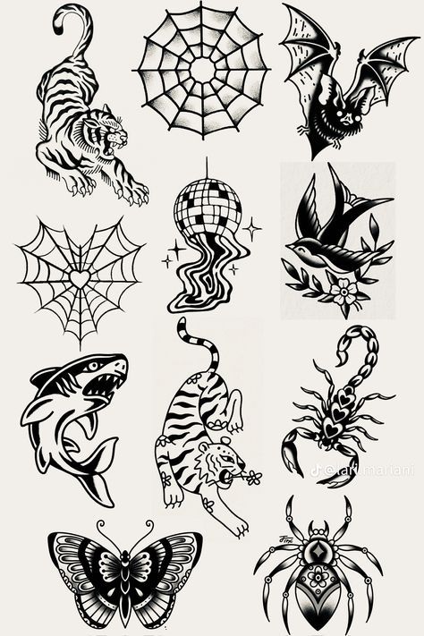 Alt Tats, American Traditional Tattoos Black And White, Old School Flash Tattoo, Traditional Tattoo Black And White, Traditional Tattoo Woman, Traditional Tattoo Drawings, Traditional Tattoo Flash Art, Vintage Palace, Beginner Tattoos