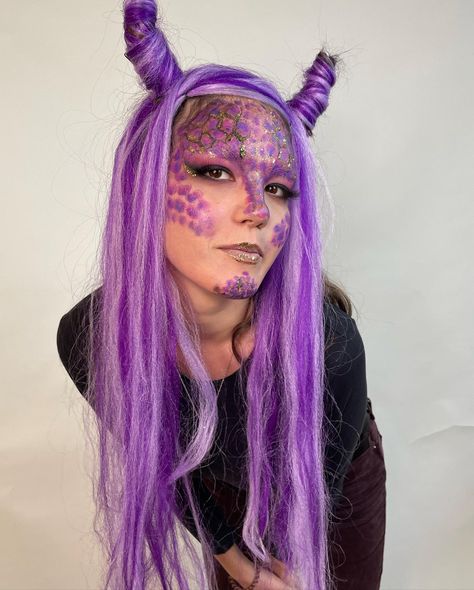 My purple dragon 💟 Makeup and hair by me @mood_nikas Purple Dragon Makeup, Dragon Makeup Look, Dragon Makeup, Makeup Purple, Purple Dragon, Stage Makeup, Makeup And Hair, Fantasy Makeup, Shrek