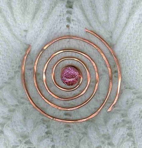 Shawl Pin, Copper Wire Dichroic Glass Endless Circle Scarf Pin Bent Spoon, Scarf Pins, Sweater Pin, Shawl Pin, Scarf Pin, Spoon Jewelry, Wire Work Jewelry, Circle Scarf, Shawl Pins