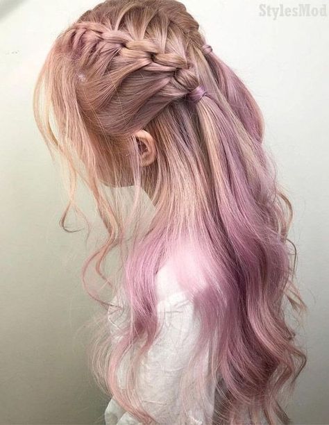 Braid Hairstyle Ideas, Braid Hairstyle, Hairstyle Ideas, Pink Hair, Her Hair, For Girls, A Woman, Braids, Hair Color