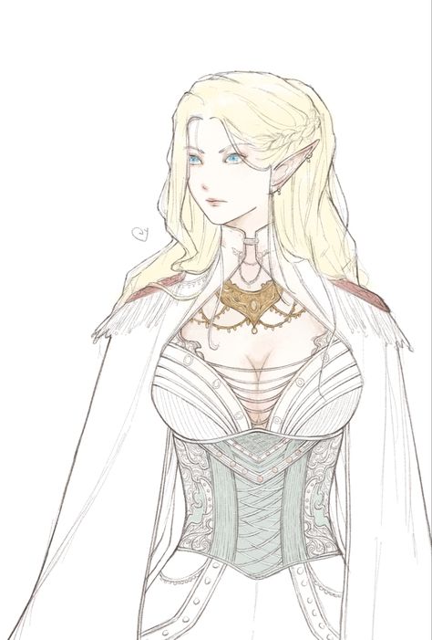 Elf Outfit Ideas, High Elf Female, Elf Sorcerer, Elf Female, Fantasy Adventurer, Lotr Elves, Drawing Female Body, Female Elf, Female Drawing