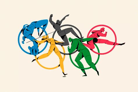 these animated athletes represent the olympic symbol’s five rings Olympics Graphics, Olympic Logo, Illustration Animation, Sport Illustration, Game Illustration, Motion Design Animation, 2d Animation, Motion Design, Olympia