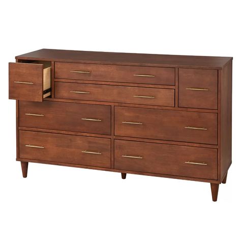 Wade Logan® Afrida 8 - Drawer Dresser & Reviews | Wayfair Recliner With Ottoman, Dresser Bed, Matching Nightstands, 8 Drawer Dresser, Mid Century Modern Dresser, Drawer Hardware, Bedroom Furniture Dresser, Modern Dresser, Metal Drawers