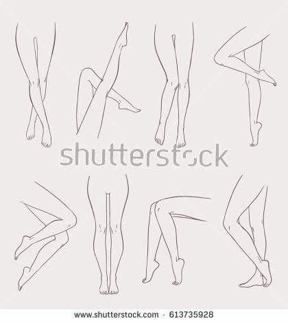 Feet Drawing, Female Legs, Drawing Legs, Leg Art, Black And White Vector, Fashion Drawing Sketches, Fashion Illustrations Techniques, Different Poses, Art Tools Drawing