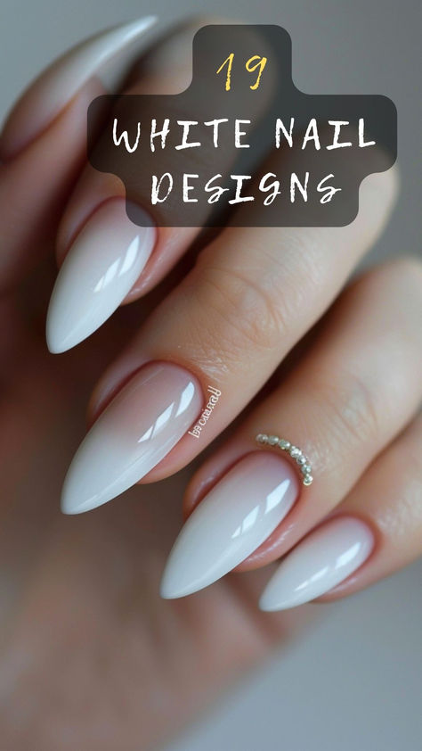 Elevate your style with chic white nails! Click to discover how versatile and stylish white can be on your fingertips. 💅🏻🕊️ #WhiteNails #NailDesigns #ChicNails #StylishManicure #FashionForward Ombre White Nails, White Nail Ideas, White Almond Nails, White Manicure, Nail Effects, White Nail Polish, White Ombre, White Nail Designs, White Nail